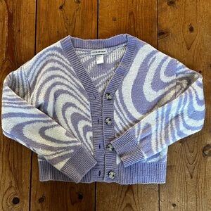 Purple and White Swirl Cardigan Size Medium